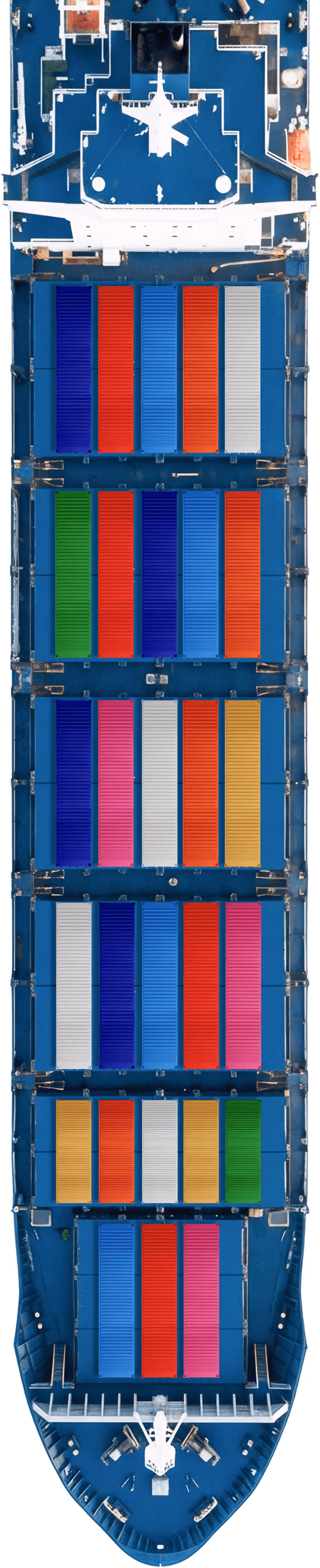 Top view of a cargo ship